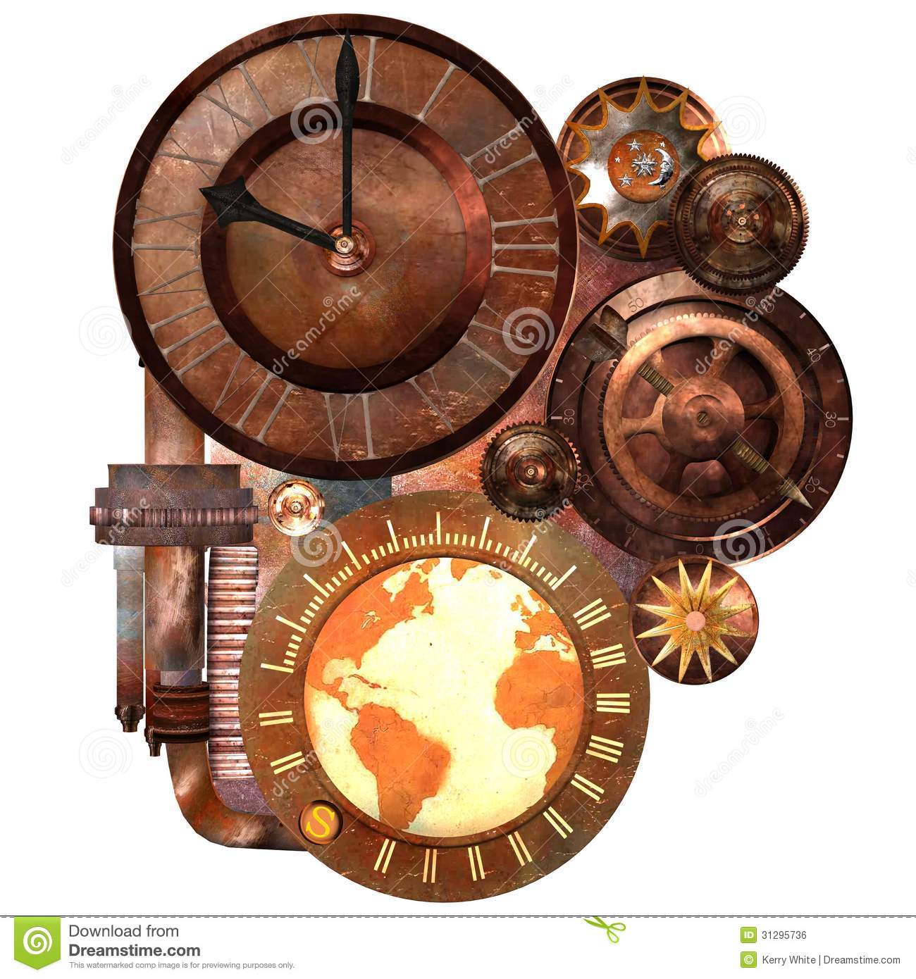 Royalty Free Stock Image  Steampunk Clock And Gears