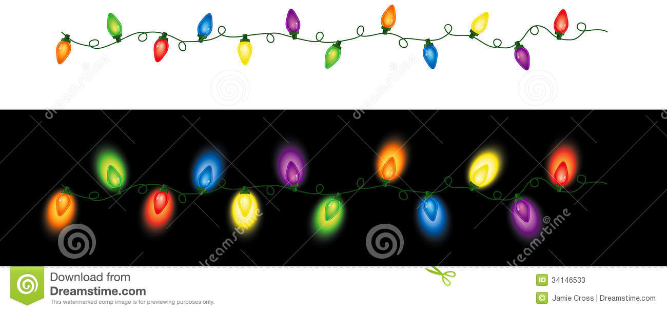 Series Of Colored Holiday  Christmas  Lights In A Seamless Repeating