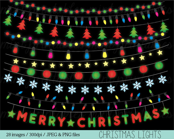 String Lights Christmas Clipart Clip Art Colored Fairy Lights