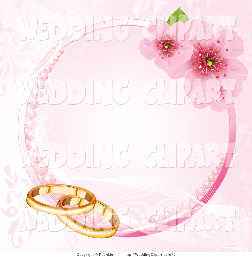 Wedding Pink Background Of A Circle Of Cherry Blossoms Pink Pearls    