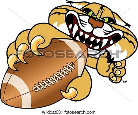 Wildcat Holding Football With Angry Face Wildcat031 Toons4biz Clip Art    