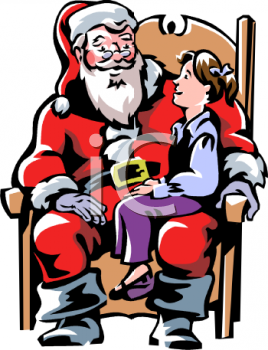 0511 0812 1900 5543 Child Sitting On Santas Lap Clipart Image