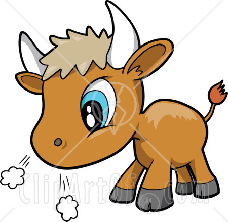 13060 Cute Baby Bull Preparing To Charge Clipart Graphic Illustration