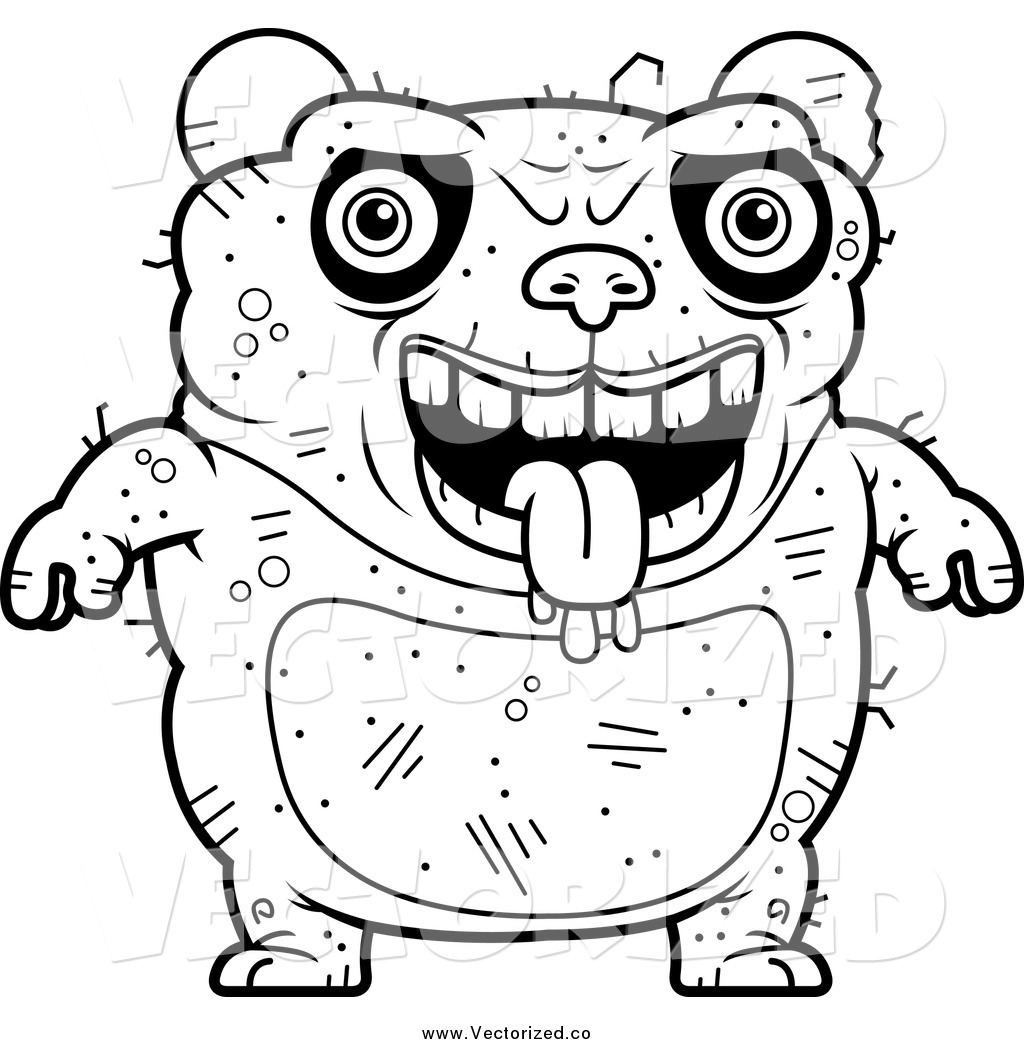 Black And White Drooling Ugly Panda Coloring Page Outline Design Of An