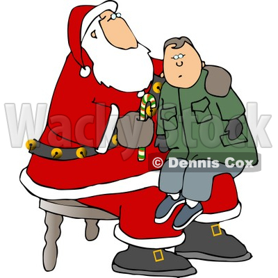 Boy Sitting On Santa S Lap Clipart   Dennis Cox  5162