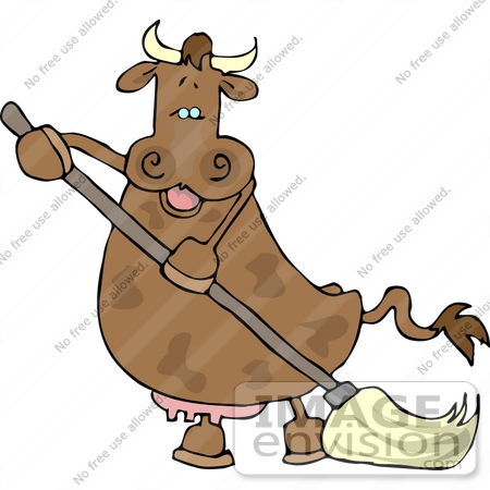 Brown Cow Mopping Clipart    12415 By Djart   Royalty Free Stock    