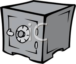 Carrtoon Of A Combination Lock Safe   Royalty Free Clipart Picture