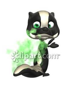 Cartoon Skunk With Stinky Fumes   Royalty Free Clipart Picture
