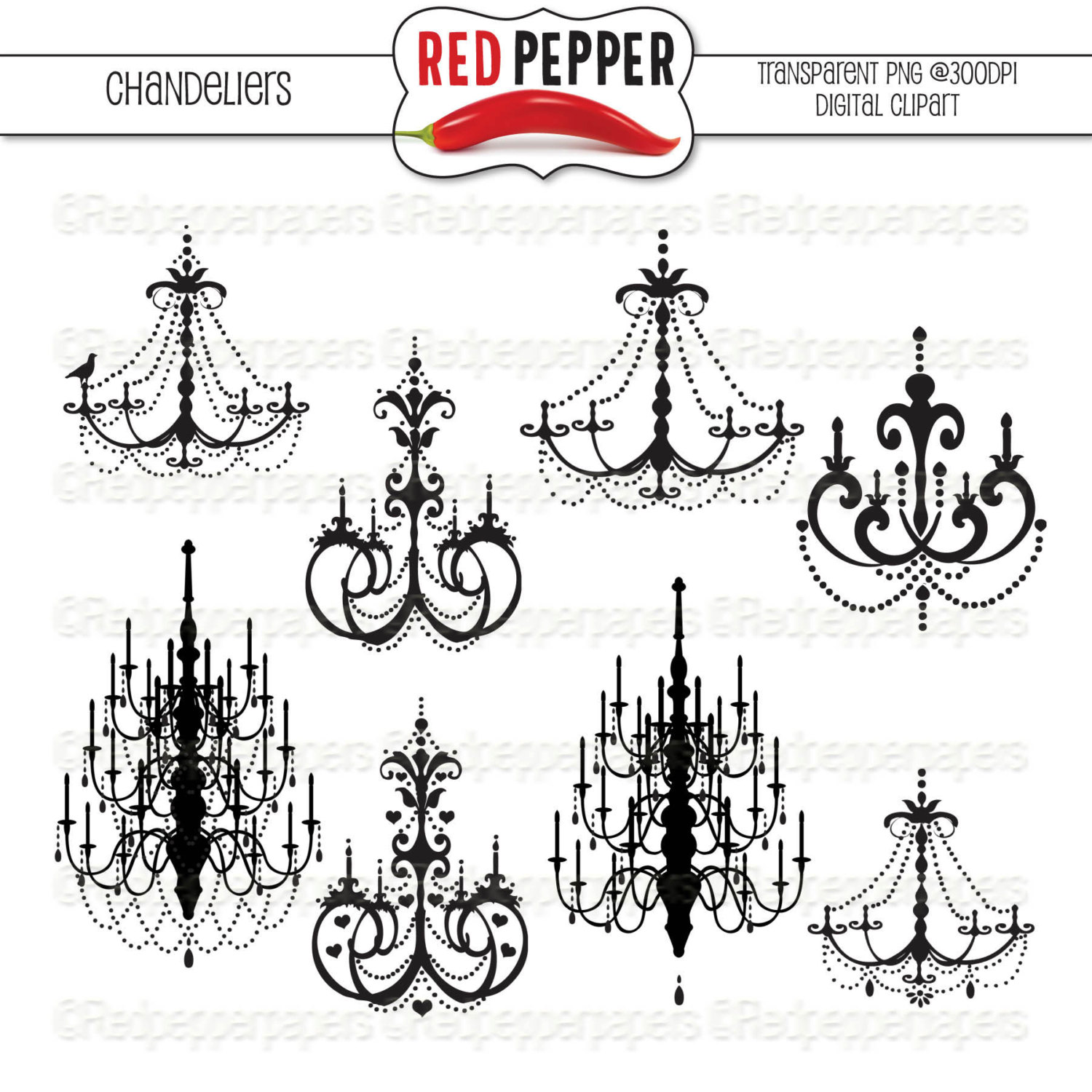 Chandeliers Digital Clipart Instant Download By Redpepperpapers