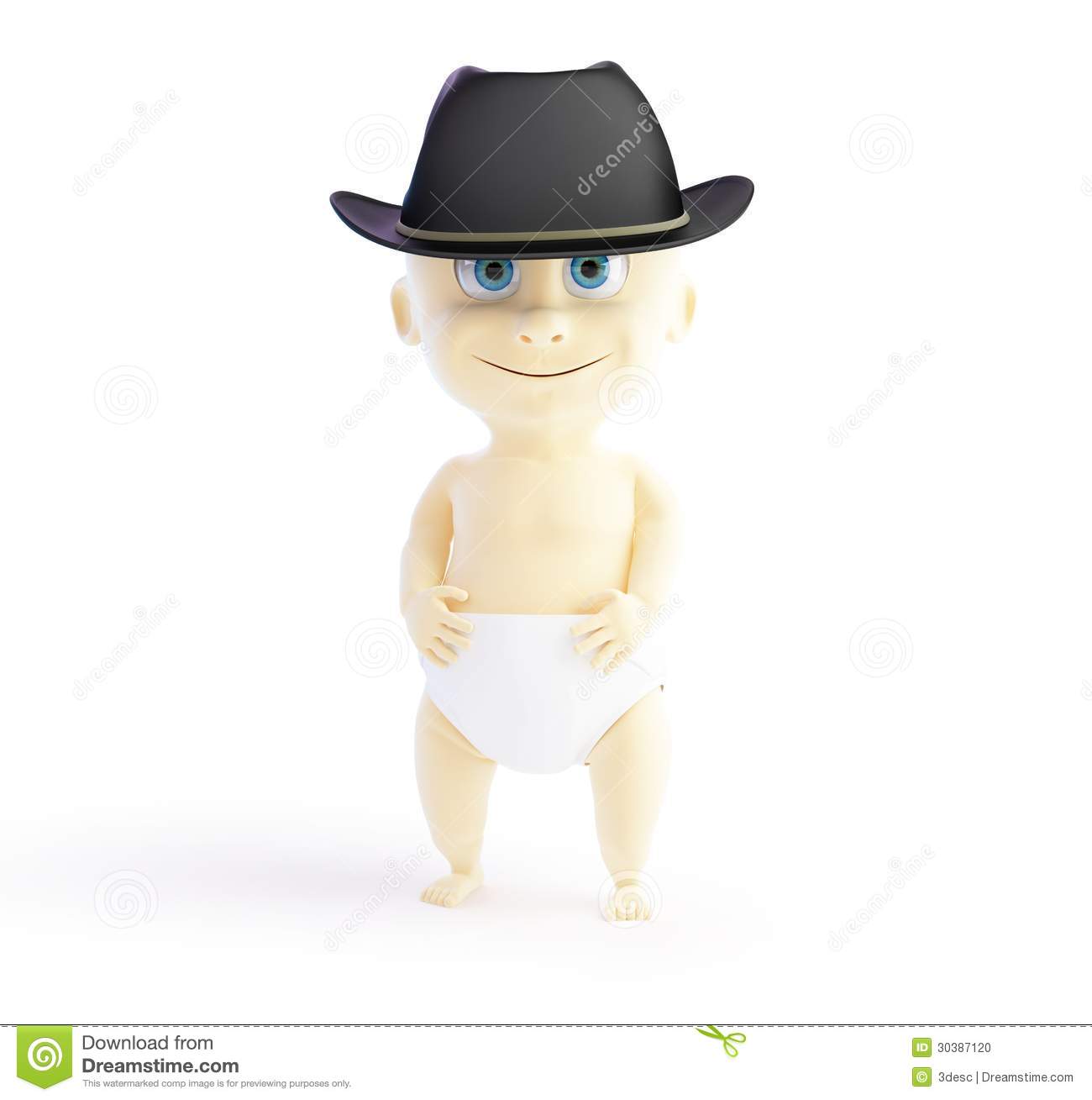 Child In A Hat Mafia 3d Illustrations On A White Background