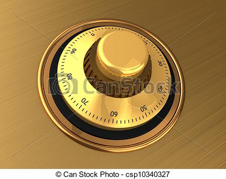 Clip Art Of Safe Dial   Close Up Of Golden Safe Dial With Code