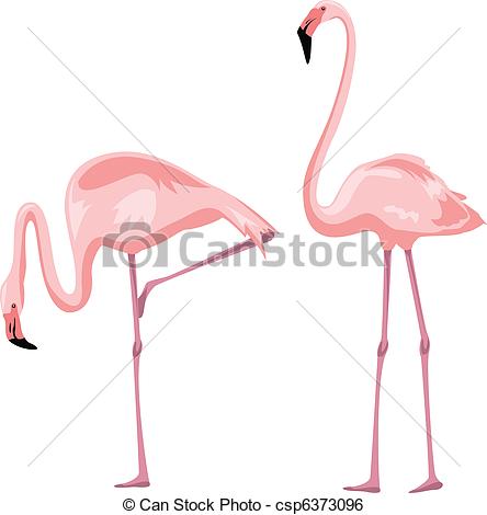 Clip Art Vector Of Flamingo   Funny Pink Flamingo Isolated On White    