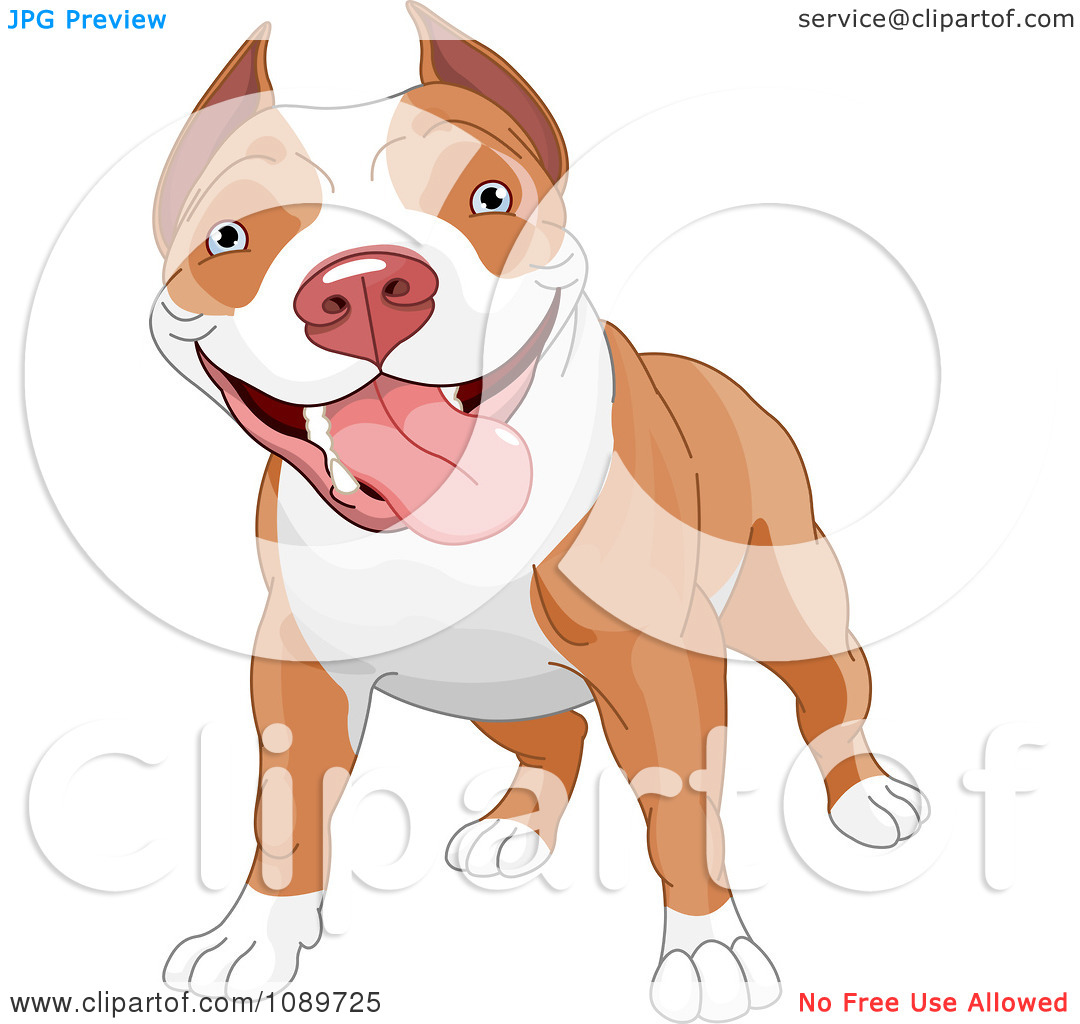 Clipart Cute Pit Bull Dog Standing   Royalty Free Vector Illustration