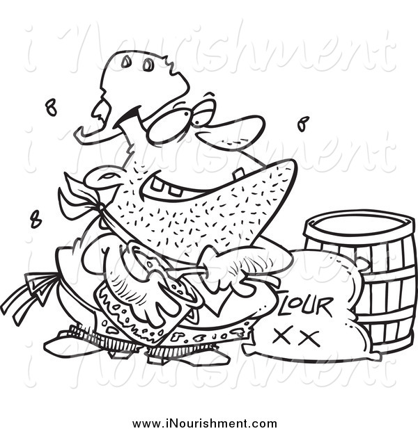 Clipart Of A Black And White Stinky Camp Cook By Ron Leishman    6308