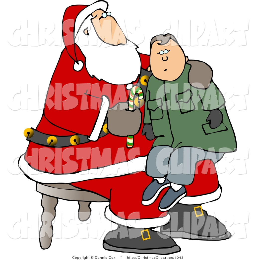 Clipart Of A Chubby Boy Sitting On Santa S Lap By Dennis Cox    1043