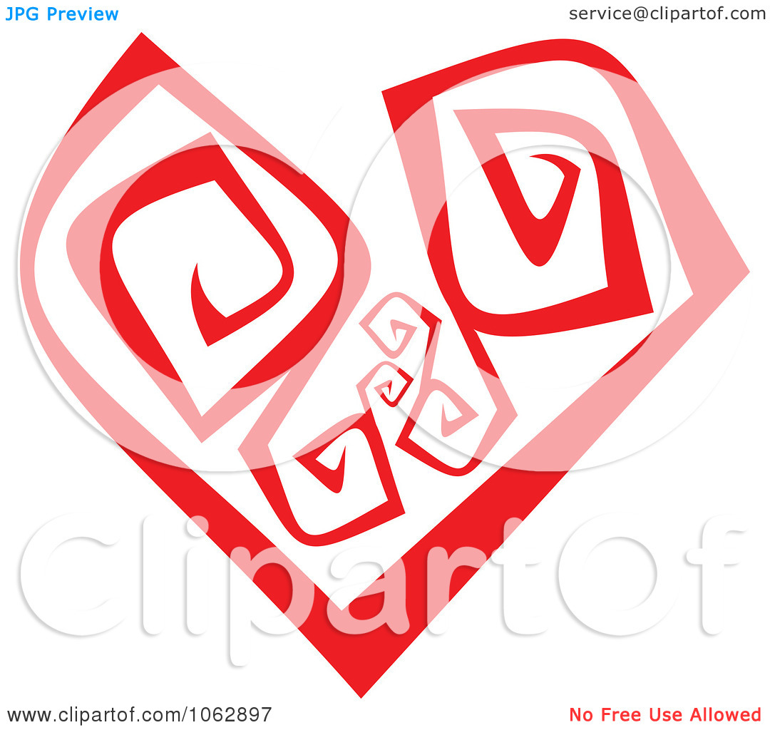 Clipart Red Swirl Heart 1   Royalty Free Vector Illustration By
