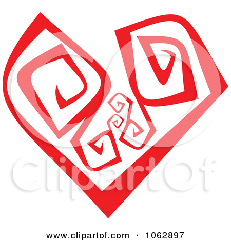 Clipart Red Swirl Heart 1   Royalty Free Vector Illustration By