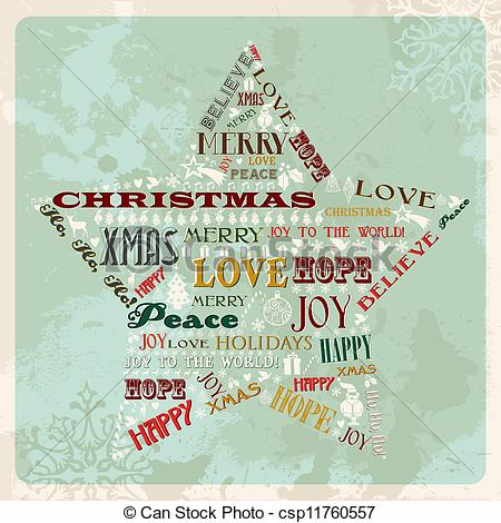 Clipart Vector Of Vintage Merry Christmas Concept Star   Vintage Merry