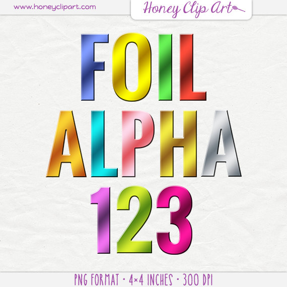 Colorful Digital Foil Alphabet Clipart   Foil Scrapbooking Letters