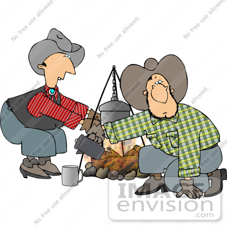 Cowboy Men Cooking At A Campfire Clipart    14483 By Djart   Royalty