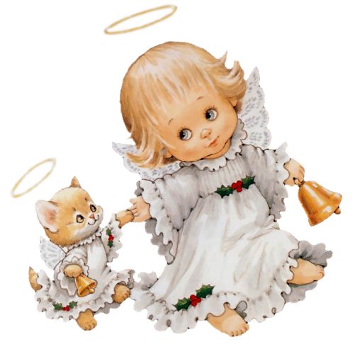 Cute Angel With Kitt  Morehead Art Christmas Clipart Ruth Morehead