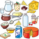 Dairy Products Icon Set Stock Photo