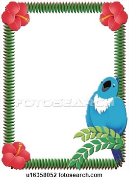 Frame Made Of Tropical Plants And Bird Painting Illustration Copy
