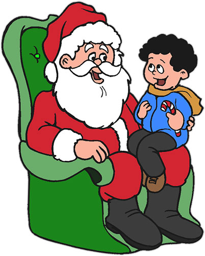 Free Christmas Clipart   Little Girl On Santa S Lap