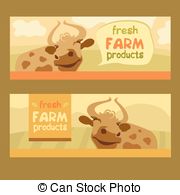 Fresh Farm Products  Happy Cow On Meadow  Editable Banner  Rustic