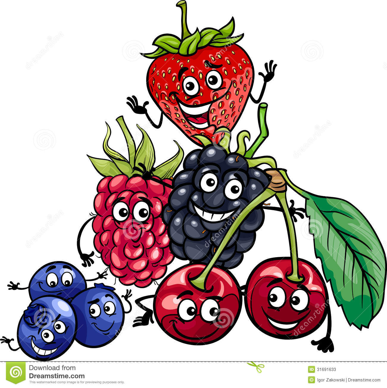 Fruit Food Group Clipart Berry Fruits Group Cartoon