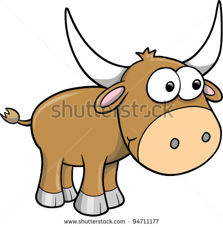 Goofy Happy Bull Cattle Animal Vector Illustration Art   Stock Vector