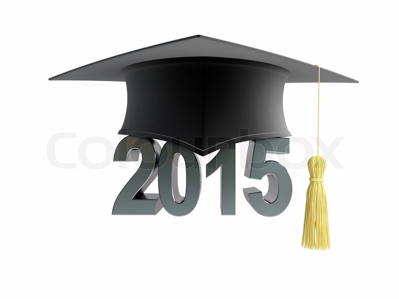 Graduation Cap 2015 On A White Background   Stock Photo   Colourbox