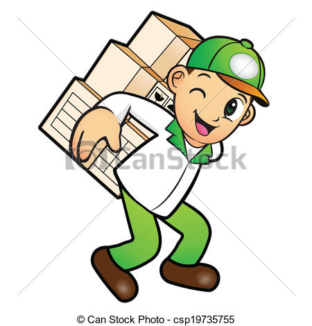 Green Delivery Man Mascot Box Carry A Burden  Product And Distribution    