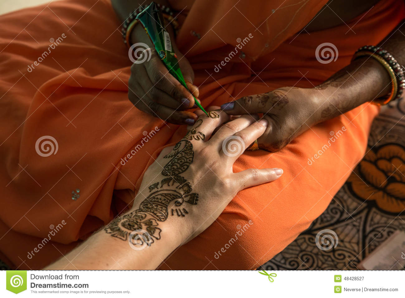Henna Painting On Hand Stock Photo   Image  48428527
