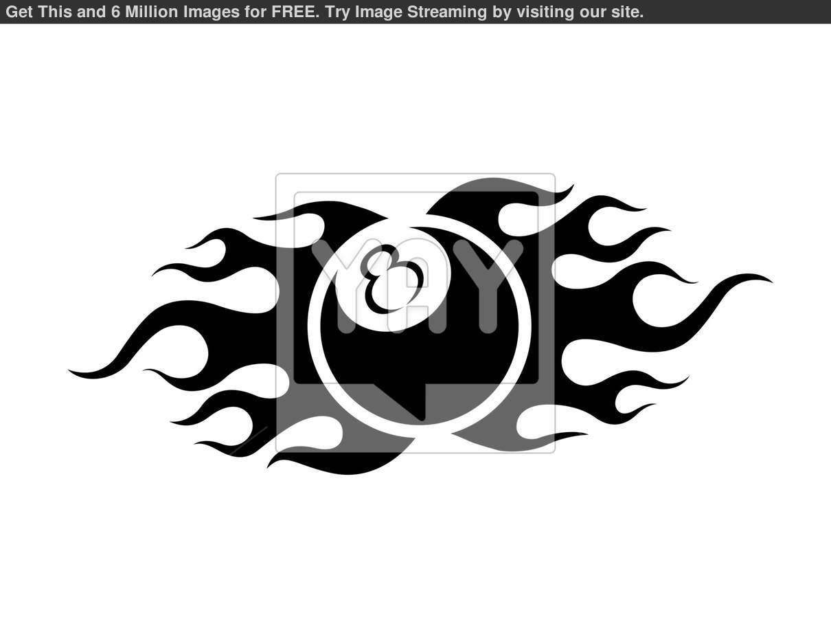 Royalty Free Vector Of Billiards Ball In Flames Tattoo Black And White