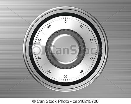 Safe Dial With Code Isolated On A Mettalic Background