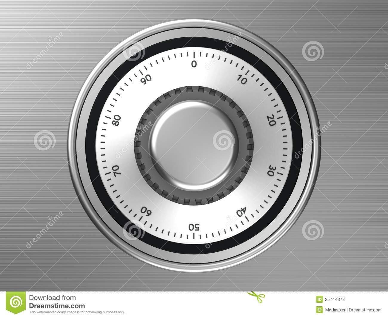 Safe Dial With Code On A Mettalic Background