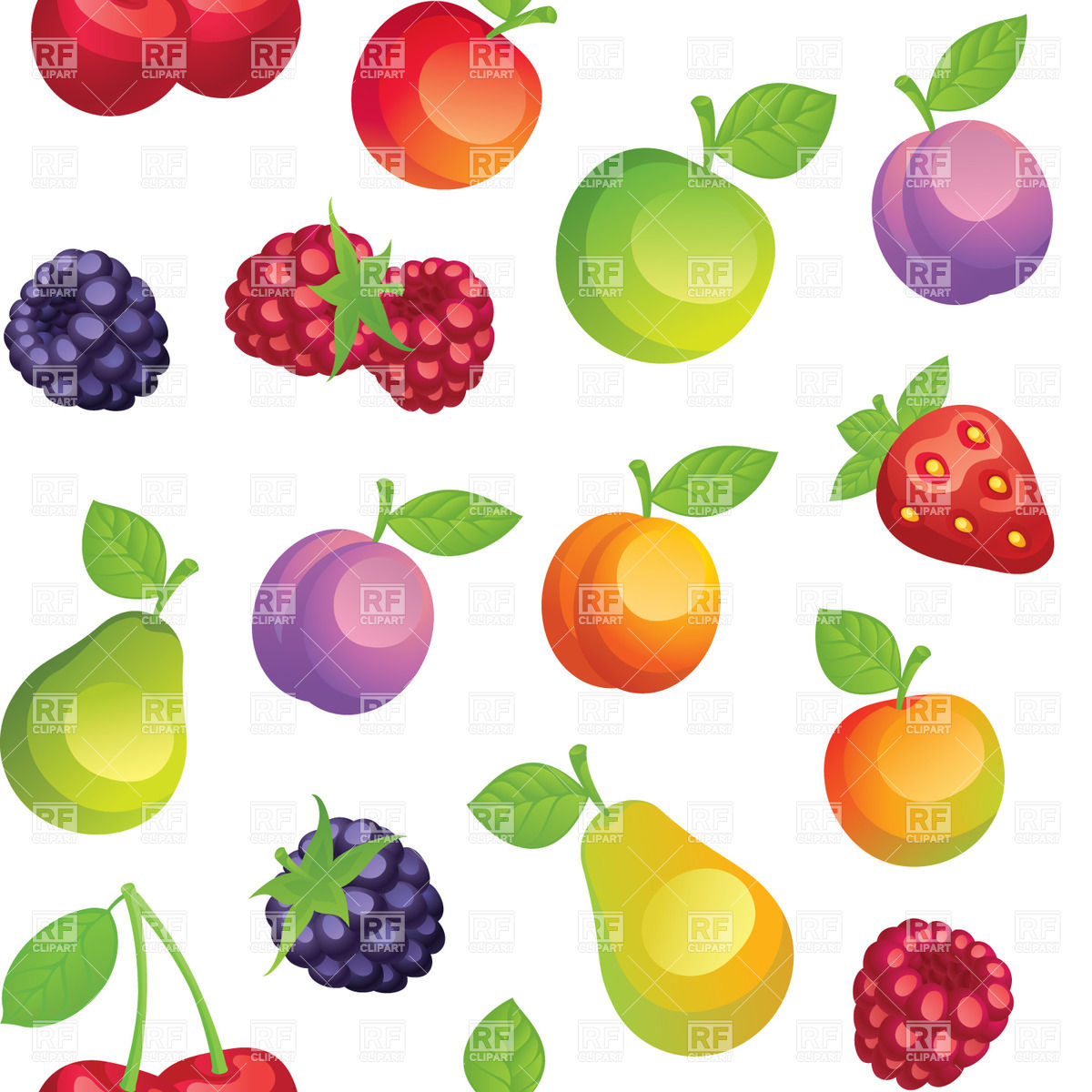 Seamless Background With Cartoon Fruits Food And Beverages Download    