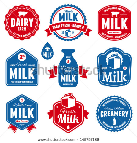 Set Of Milk And Dairy Farm Product Logo Labels Stock Vector