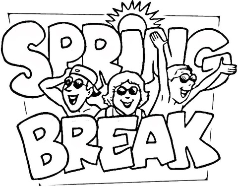 Spring Break Coloring Page   Supercoloring Com