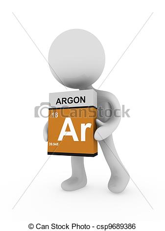 Stock Illustration   3d Man Carry A Argon Box   Stock Illustration