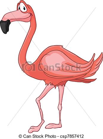 Vector Illustration Of Flamingo   Funny Pink Flamingo Isolated On
