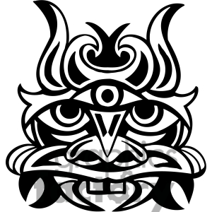 Ancient Tiki Face Masks Clip Art 047