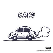 Cartoon Car Blowing Exhaust Fumes   Clipart Graphic