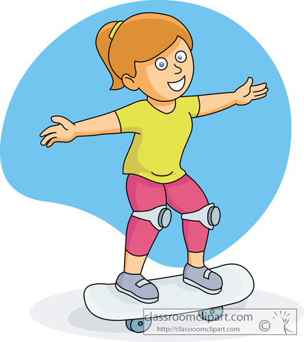 Clipart   Girl Riding Skateboard Cartoon   Classroom Clipart