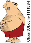Clipart Hairy Chubby Man Holding His Tunny And Butt And Trying To Hold