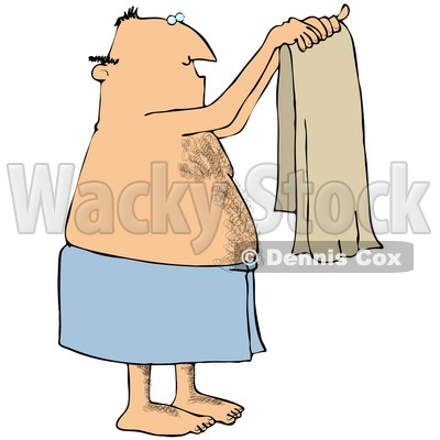 Clipart Illustration Of A Man With A Hairy Chest And Balding Head
