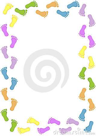 Colored Children Footprints Card Border 