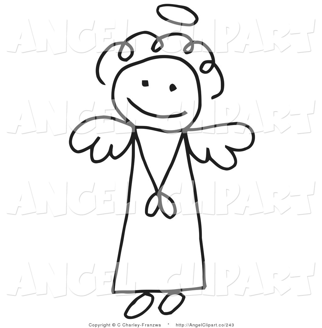 Flying Stick Figure Angel Girl With A Halo By C Charley Franzwa    243
