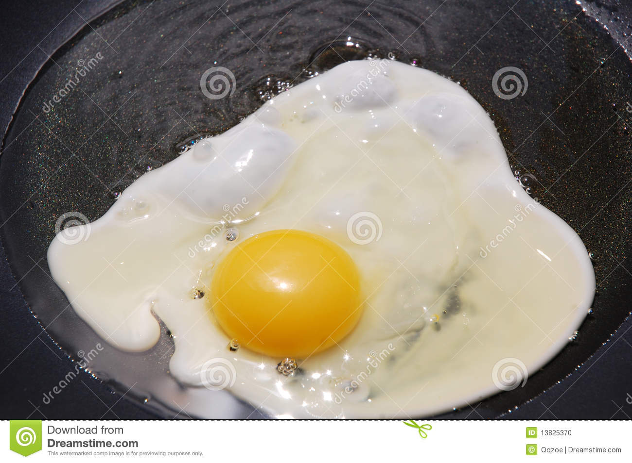Macro Closeup Of An Egg Sizzling In A Frying Pan 